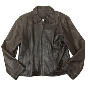 Vintage Vakko Sport 90’s Genuine Leather Black Zip-Up Biker Jacket Women’s Large